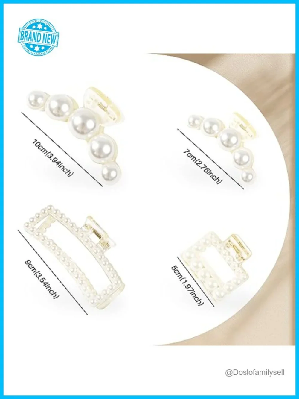 8PCS Pearl Claw Clips for Thick and Thin Hair